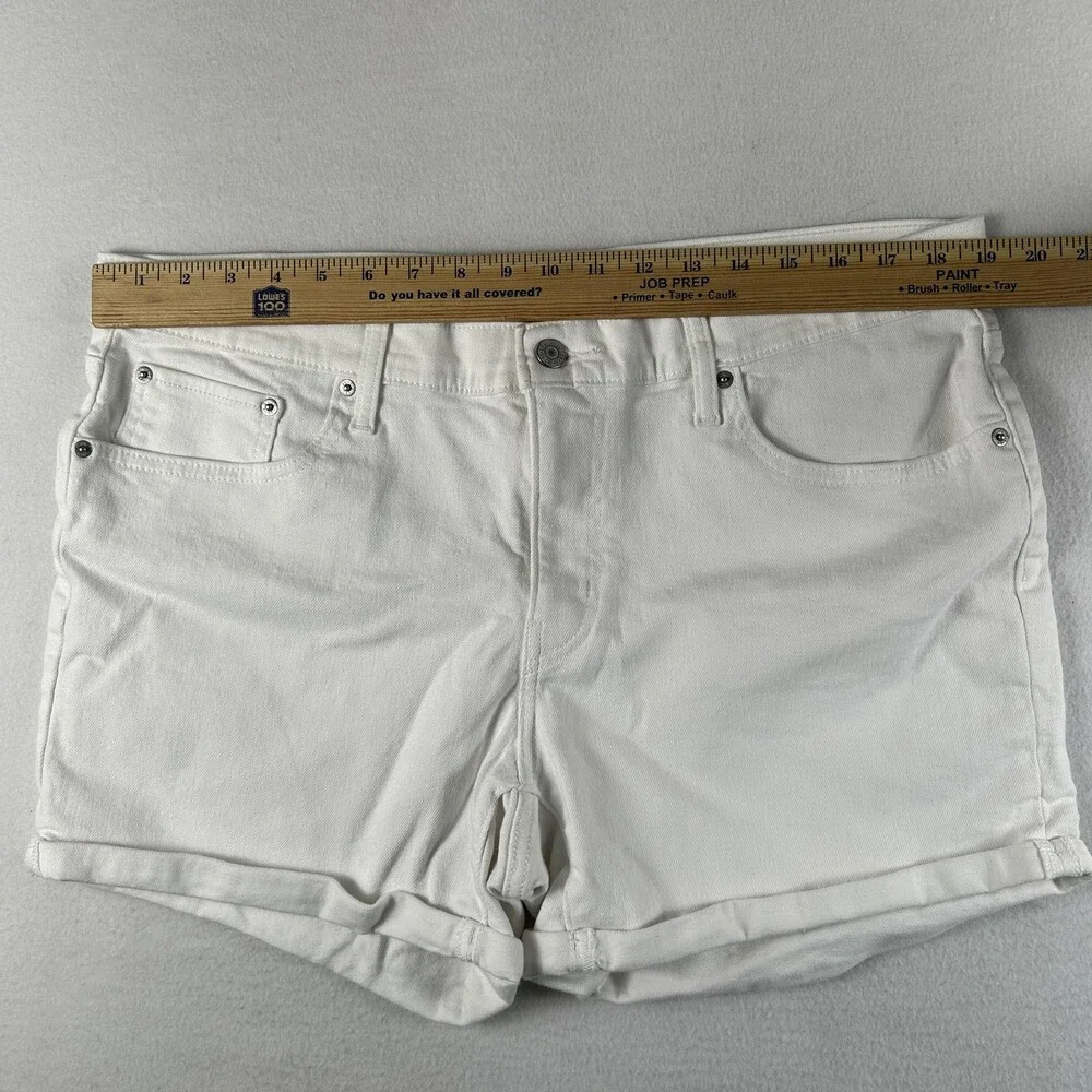 Levi's Bermuda Shorts Womens 34 White Denim Stretch Mid Length Casual Summer